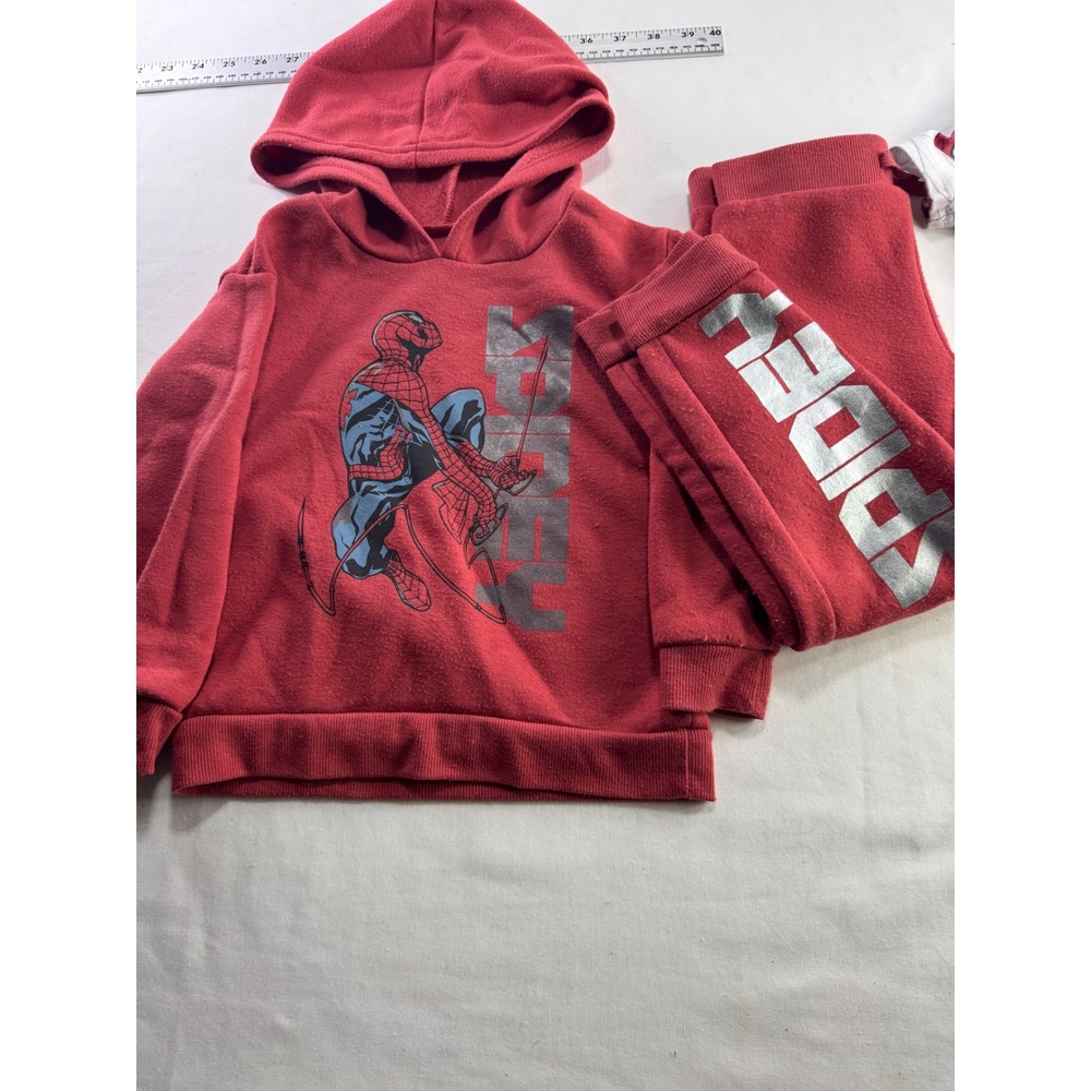 Marvel Spider-Man 4‎ Piece Hoodie Jogger and Pajama Set Red White Size 4T